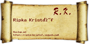 Ripka Kristóf névjegykártya